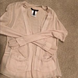 BCBG Delicate Silk/Cotton/Rayon Cardigan w/pockets
